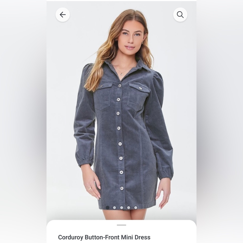 🎉🎉- Corduroy Button-Front Mini Dress